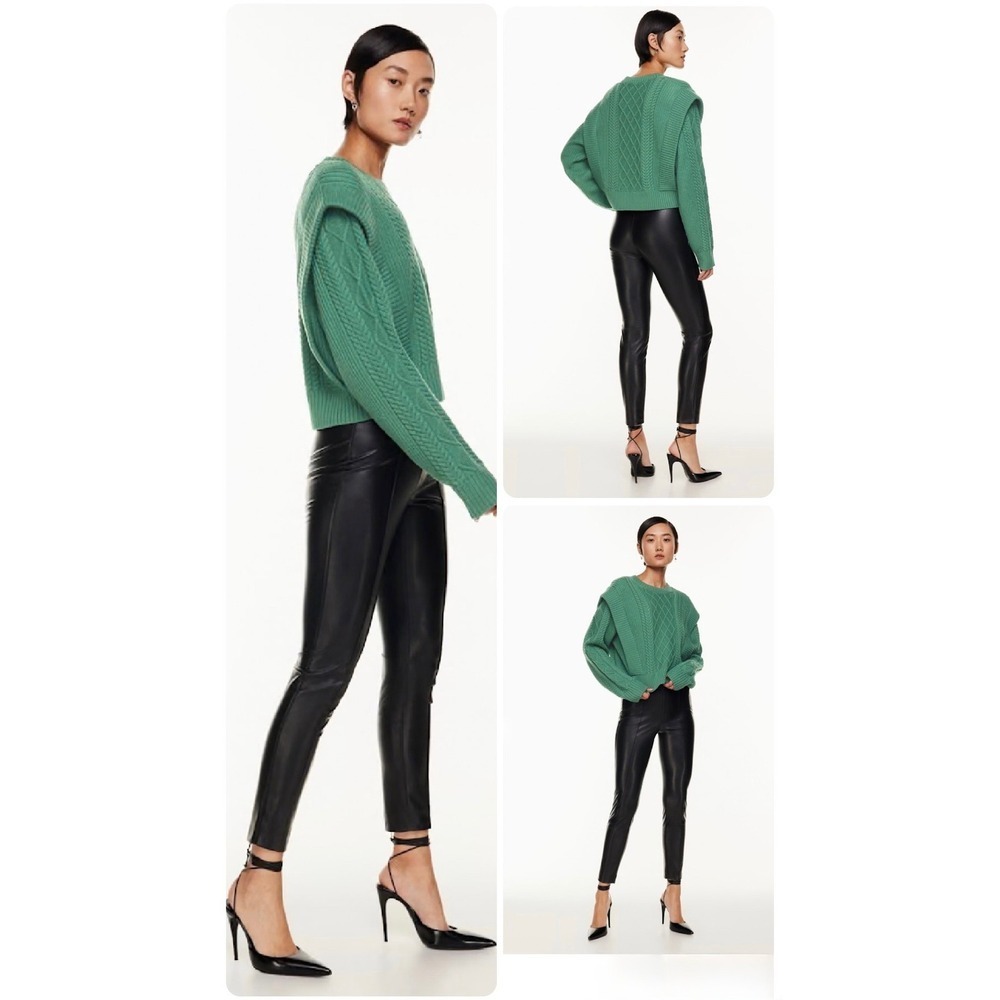 Babaton Aritzia Green 100% Merino Wool Cable Knit Chunky Sweater Size XL